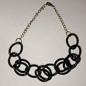 Black Resin Link Choker w/ Goldtone Extender Chain